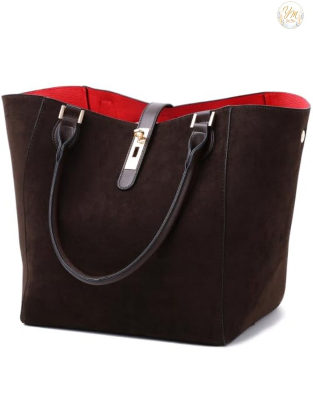 Large Work Tote Bag Women Bucket Purse Faux Leather Shoulder